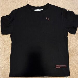 Off-White Black Tee with Subtle Pink Details